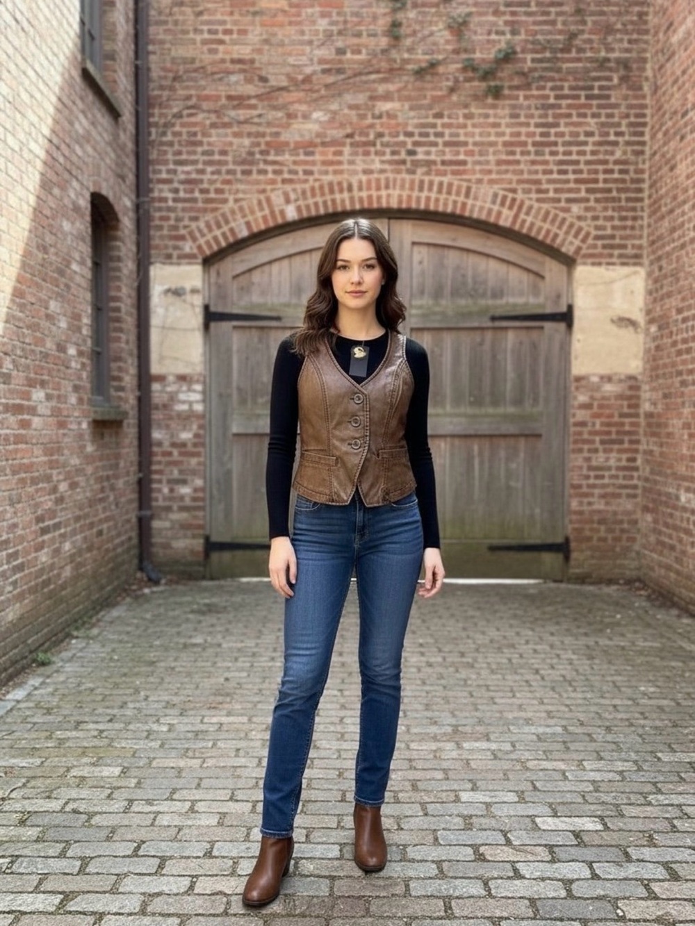 Vintage-Inspired Faux Leather Cropped Vest